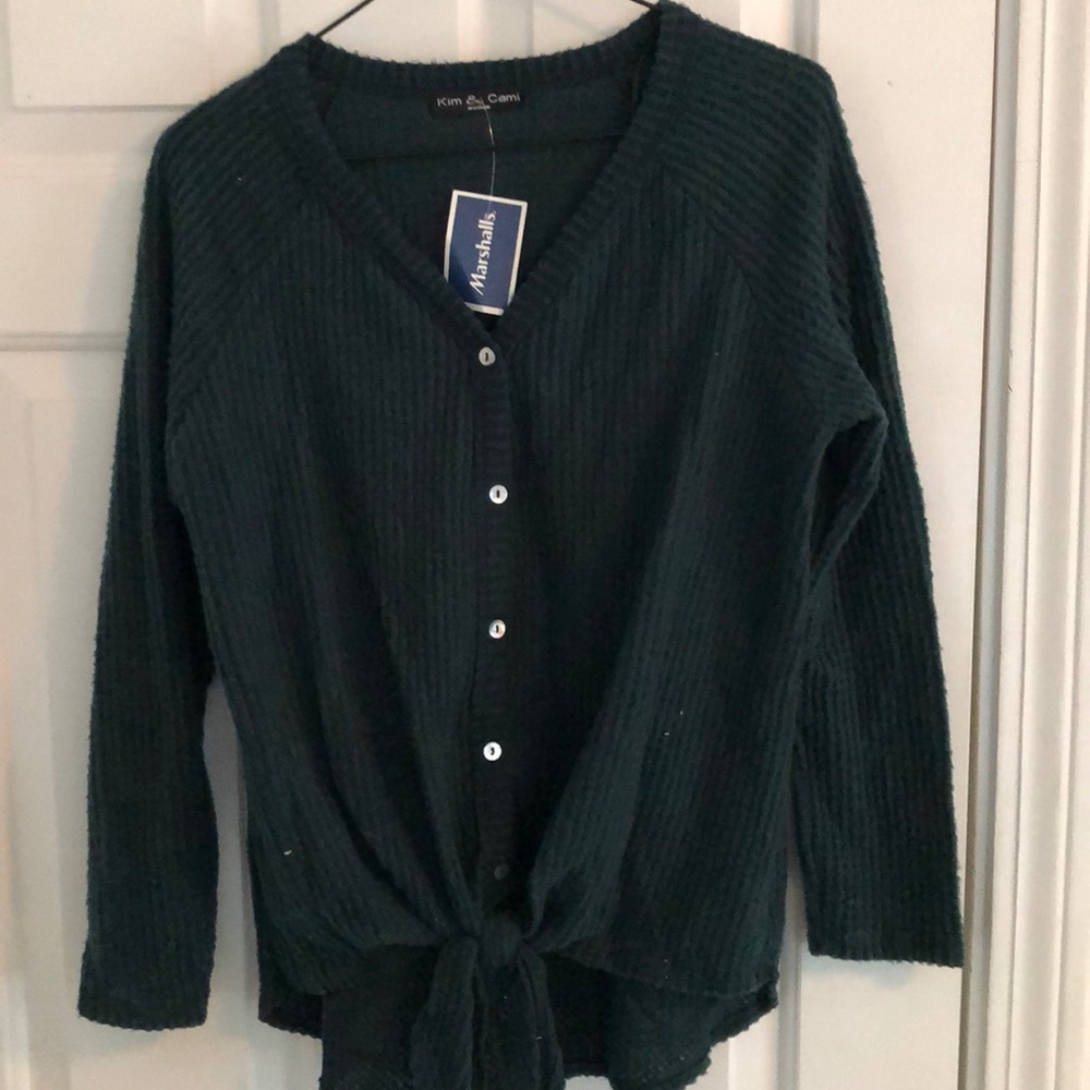 Kim & Cami medium knit green sweater NWT
